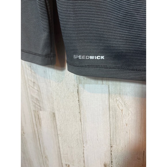 Reebox Speedwick Quarter Zip Active Pullover Shirt Mens Small Black Striped - Picture 3 of 4